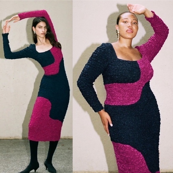 Mara Hoffman Amy Popcorn Dress Navy Pink NWT SZ S - Picture 5 of 7